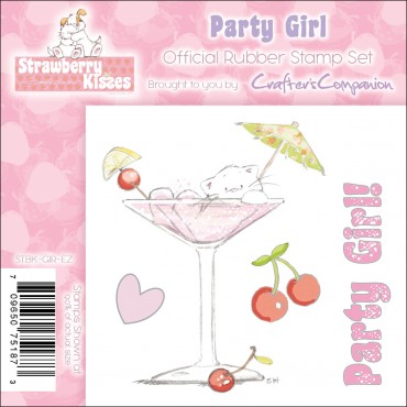 Party Girl Strawberry Kisses EZMount Cling Stamp Set 4.75"x4.75" STBK-GIR